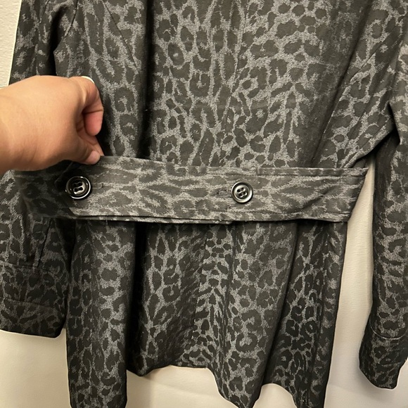 Sandro Sportswear jacket - gray/black leopard print double breasted blazer - Picture 6 of 9